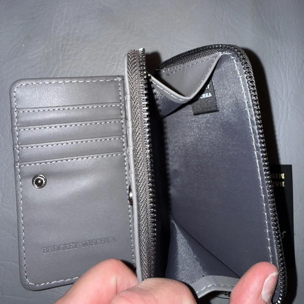 Badgley‎ Mischka Quilted Studded Mini Backpack and Croc Wallet Set Pink Grey NEW